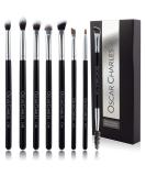 Oscar Charles 8-Part Professional Eye Makeup Brush Set - Soft Blending Eyeshadow & Eyebrow Brushes in Silver | International Shipping - Buy Online on GoSupps.com