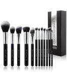 Oscar Charles 12-Piece Professional Make-Up Brush Set | Silver Face & Eye Brushes for Flawless Makeup - Buy Online on GoSupps.com