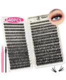 640pcs Lash Clusters Kit - 9-16mm D Curl Individual Lashes for DIY Extensions with Applicator Tweezer - Best False Eyelashes - Buy Online on GoSupps.com