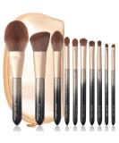 Enzo Ken Deluxe Glitter Bionic Fox Hair Makeup Brush Set with Gold Travel Bag - Luxe Bedazzled Eye Brush Set for Face Contour and Cosmetic Application - Buy Online on GoSupps.com
