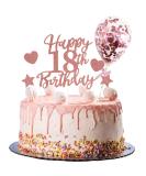 Larchio 18th Birthday Cake Topper, Rose Gold Happy 18th Birthday Cake Topper and Balloon Cake Topper for Girl Birthday Cake Decorations - Buy Online on GoSupps.com