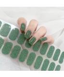 Semi Cured Gel Nails Strips 22 Stickers Nail Wraps Soft Self-Adhesive Gel Nail Stickers Salon-Quality Glitter Gel Nail Strips for Nails Manicure Require UV/LED Lamp (118-Sparkling Green) - Buy Online on GoSupps.com