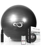 Live Infinitely 95cm Exercise Ball - Extra Thick Professional Grade Anti-Burst Stability Ball - Supports 2200lbs - Includes Hand Pump & Workout Guide - Black - Buy Online on GoSupps.com