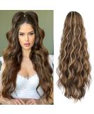 YEESHEDO Long Wavy Drawstring Ponytail Hair Extension | Clip-in Curly Synthetic Hairpiece 26 Chestnut Brown with Blonde | Women's Hair Accessories - Buy Online on GoSupps.com