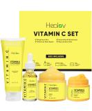 Vitamin C Skincare Set - Hydrating Cleanser Exfoliating Scrub Face Cream & Anti-Aging Serum - Brighten Dull Skin & Reduce Wrinkles - Travel Kit for Youthful Complexion - Buy Online on GoSupps.com