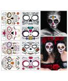 8 Kit Sugar Skull Temporary Face Tattoos for Halloween, Masquerade & Parties - Day of The Dead Makeup Rose Design - Buy Online on GoSupps.com