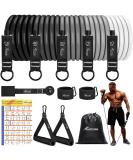 HPYGN Resistance Bands Set - 150lbs Exercise Bands with Handles, Door Anchor, Portable Bag & Ankle Straps | 5 Tube Fitness Bands for Muscle Training - Buy Online on GoSupps.com