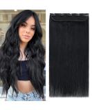 Clip In Extensions Real Hair - Thick 1PC 5 Clips Soft & Smooth 7A Human Hair 35cm-75g Raven Black - Buy Online on GoSupps.com