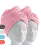 ELEXACARE Hair Turban Towel - 2-Piece Microfiber Set in Pink/Ros for Long Hair | Fast International Shipping - Buy Online on GoSupps.com