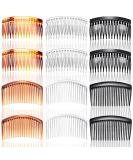 SUNNOW 12Pcs Hair Combs Slides - Plastic French Twist Decorative Hair Accessories for Women Girls - 16 and 23 Teeth (Black, Transparent, Brown) - Buy Online on GoSupps.com