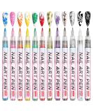 Owelth 12 Colors 3d Nailack Stift Set Nagelkunstift Diy line nail art graffiti nail tip nail art beauty decorate manicure tools nail polish pencils nail design for halloween Christmas normal color-1 - Buy Online on GoSupps.com