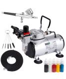 Timbertech Airbrush Kit with Compressor AS18-2K - Basic Start Kit for Hobby, Tattoo, Graphic & Body Painting - Buy Online on GoSupps.com