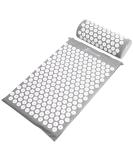 ProsourceFit Acupressure Mat and Pillow Set for Back/Neck Pain Relief and Muscle Relaxation Gray/White - Buy Online on GoSupps.com