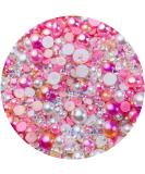 Mix Resin Rhinestones Half Round Pearls 30g Flatback Rhinestones Half Pearl Beads - Pink Series | Multi Size 3mm-10mm for Crafts, Bottles, Tumblers, Nail Art, Clothes, Shoes - Buy Online on GoSupps.com