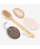 5-Part Body Brush Set - Shower Brush Massage Brush Loofah Sponge & Pumice Stone with Removable Bamboo Handle - Perfect Gift for Women - Buy Online on GoSupps.com