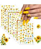 Sunflower Nail Stickers - 3D Self-Adhesive Art Decals for Women - Yellow Daisy & Butterfly Design - Acrylic Nail Supplies for Manicure Tips - Buy Online on GoSupps.com