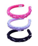 FROG SAC 3 Pearl Headbands for Girls Satin Braided Head Bands for Kids Cute Fashion Girl Braid Hair Accessories Hard Headband Pack for Children Black Purple Pink Hairbands with Pearls - Buy Online on GoSupps.com
