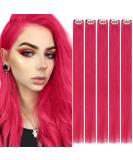 Runature Remy Real Hair Extensions - Clip In Hot Pink 55cm 5pcs 22 Inch 25g - Smooth & Vibrant Hair Clips - Buy Online on GoSupps.com