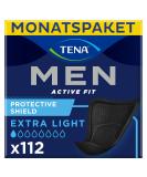 TENA MEN Protective Shield Extra Light - 112 Individually Packaged Hygienic Inlays for Men - Ultra-Thin Urine Protection - Monthly Supply (8 x 14) - Black - Buy Online on GoSupps.com