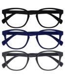 Opulize pop reading glasses 3 Series Pack Matt Frame Federshanging Squids scratch-resistant black blue gray men women RRR2-137 +1.50 Black blue gray +1.50 Dioptries - Buy Online on GoSupps.com