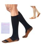 Copper Infused Compression Socks for Men and Women | Relief for Varicose Veins, Achy Feet, Blood Circulation | S/M L/XL XXL Sizes + Mesh Laundry Bag | Black - Buy Online on GoSupps.com