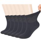 MD FootThera 6 Pairs Non-Binding Heated Thermal Diabetic Socks | Loose Fit, Warm Cushion Sole, Circulatory Ankle Socks - Black 10-13 - Buy Online on GoSupps.com