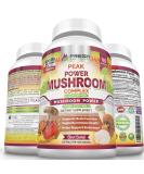 FRESH HEALTHCARE Peak Power Mushroom Supplement - 90 Vegan Capsules for Immune & Brain Support with Lions Mane, Cordyceps, Reishi, Turkey Tail, and Shiitake - Buy Online on GoSupps.com