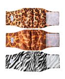 Micoooyo Washable Abdominal Bandage for Male | Reusable Dog Diapers | Suctionable Dog Wrap with Adjustable Closure | Medium (3-Pack) - Wild Africa 33-40.6cm Waist - Buy Online on GoSupps.com