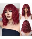 Esmee Short Wave Red Bob Wig - 14 Burgundy Curly Wavy Synthetic Cosplay Wig for Women - Buy Online on GoSupps.com