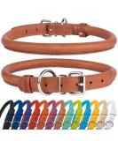 Collardirect Handmade Round Leather Dog Collar - Soft Padded Real Leather Adjustable for Small to Big Dogs & Cats - Available in Black Pink Red Purple Blue Brown (35-40 cm) - Buy Online on GoSupps.com