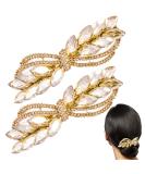 HINZIC 2PCS Gold Rhinestone Hair Barrettes Sparkly Crystal Hair Clips Bridal Hair Barrettes Decorative Wedding Hair Accessories for Women Girls Bride - Buy Online on GoSupps.com
