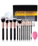 Oscar Charles Professional Radiance Makeup Brush Set with Beauty Sponge & Holder - Rose Gold | International Shipping Available - Buy Online on GoSupps.com