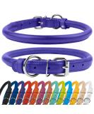 Collardirect Handmade Round Leather Dog Collar - Soft Padded Adjustable 40-45 cm - Perfect for Small to Big Dogs & Cats - Available in Black Pink Red Blue Purple - Buy Online on GoSupps.com