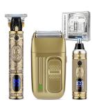 Dumite Professional Cordless Hair Clippers for Men - USB Rechargeable Grooming Kit with Nose & Ear Trimmer, Razor Head, LED Display (Gold-1) - Buy Online on GoSupps.com