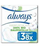 Always Ultra Night Organic Cotton Ladies Size 3 - 8 Bandages with Wings | Safe & Comfortable Protection | 100% Organic Cotton | Single Pack - Buy Online on GoSupps.com