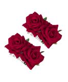Maoxintek Rose Flower Hair Clips for Weddings | Artificial Hairpins & Brooches for Brides & Flamenco Dancers - Set of 2 - Buy Online on GoSupps.com