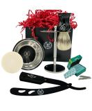 Men's Straight Razor Set | Classic Shavette with 100 Disposable Blades Shaving Brush Stand Bowl & Soap - Perfect Beard Lineup & Shape Up (Black - Buy Online on GoSupps.com