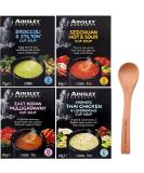 Ainsley Harriott Cup Soup bundle contains Broccoli & Stilton Szechuan Hot & Sour East Indian Mulligatawny Thai Chicken & Lemongrass Total of 12 Sachets Wooden Spoon - Buy Online on GoSupps.com