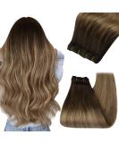 Youngsee Tressen Real Hair Balayage Weaving Extensions - 45cm Double Tresse #4/10/16 for Natural Brown Blonde Styles 100g Invisible Hairpin - Buy Online on GoSupps.com