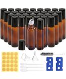 Anboo 24 Pack 10ml Essential Oil Roller Bottles - Glass Roll-On with Stickers Funnel Opener & Labels for SPA & Massage - Buy Online on GoSupps.com