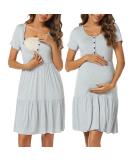 Irdcomps Women's Maternity Nursing Nightdress | Button Down for Breastfeeding | Short Sleeve Labour Loungewear | Hospital Pregnancy Nightgown - 02 Grey XL - Buy Online on GoSupps.com