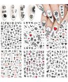Dark Skull Heart Cupid Angel Lips Ghost Nail Art Stickers - 3D Self Adhesive Decals for Acrylic Nails (6 Sheets) - Buy Online on GoSupps.com