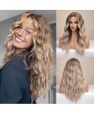 HAIRCUBE Long Ombre Blonde Wavy Lace Front Wig 25 Inches for Women - Synthetic Hand Tied Hair, Middle Part - Buy Online on GoSupps.com