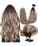 Hetto Balayage Remy Hair Extensions - Dark Brown & Ash Blonde Keratin Bonding (50cm 50g 20 Inch) for Seamless Volume & Length - Buy Online on GoSupps.com