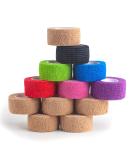 YAXEON Self Adhesive Bandage Wrap - 12 Rolls 1 x 5 Yards Vet Tape - Elastic Cohesive Bandage for Sports Injury - Mix Color - Shop Now! - Buy Online on GoSupps.com