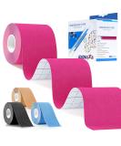 Kinesiology Tape 16.4 feet Uncut Roll - Elastic, Water Resistant, Pink Tape for Muscle Pain Relief and Joint Support - Buy Online on GoSupps.com