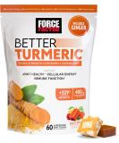 Better Turmeric Inflammation Supplement for Extra Strength Joint Support, Featuring HydroCurc Turmeric Curcumin with Black Pepper, Garlic Extract Supplement, Force Factor, 60 Soft Chews 60 Count (Pack of 1) - Buy Online on GoSupps.com