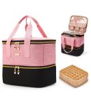 Large Capacity Double Layer Nail Polish Organizer Case - Holds 42 Bottles | Nail Tech Supplies Storage Bag - Stylish Blackpink Design - Buy Online on GoSupps.com