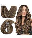 UGEAT Microring Extensions - Brown 45cm Real Hair | Chocolate Brown & Caramel Blonde | 50g 50 Strands - Premium Quality Microring #4/27 - Buy Online on GoSupps.com