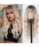 Shop Allbell Ombre Blonde Wigs with Bangs - Long Wavy Synthetic Hair for Women | International Shipping Available - Buy Online on GoSupps.com